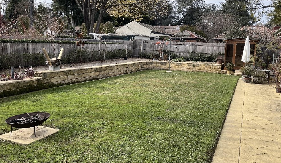 Lawn and garden bed — Mowtion Gardens, Canberra